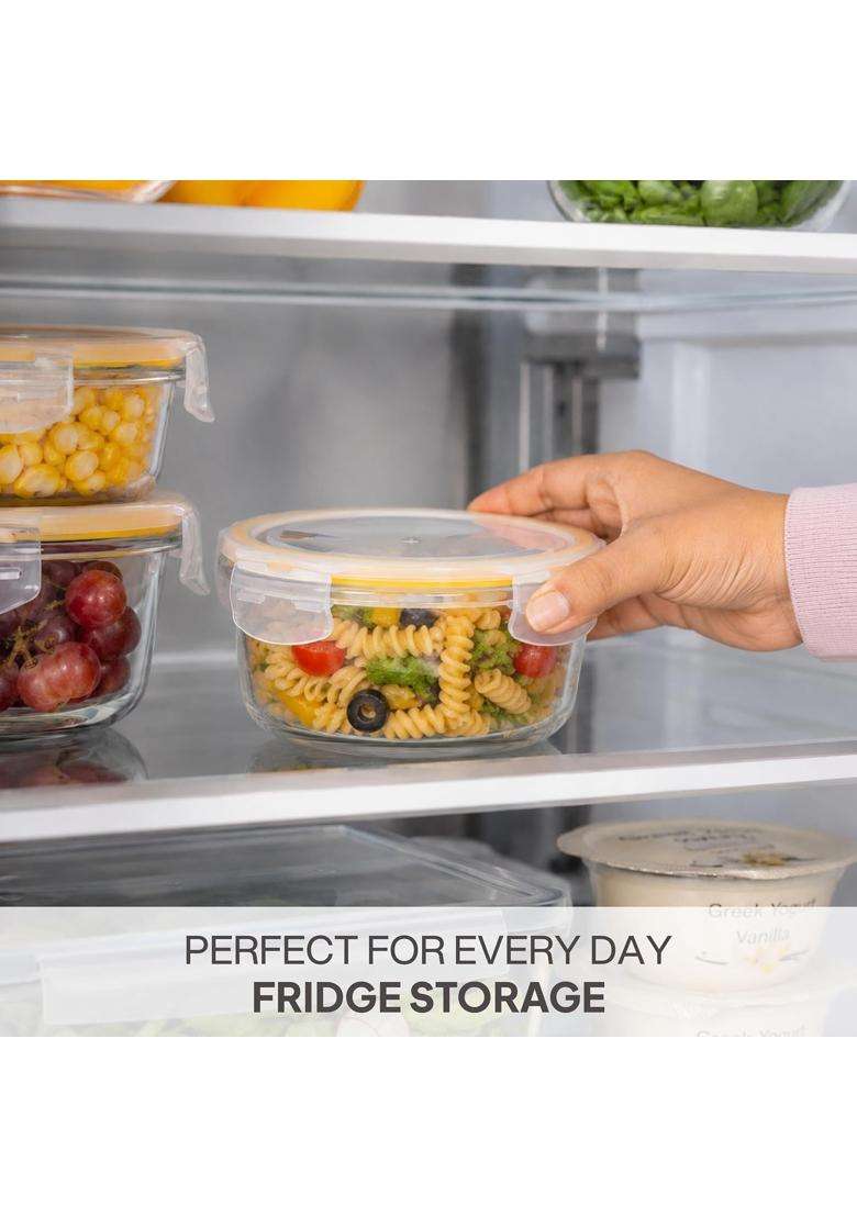 CELLO Fit and Fresh Round Lunch Box Container for Daily Use | 400 ml | 13.5 fl oz | Microwave Safe | Leak Proof - Indya