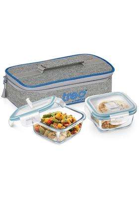 Treo By Milton All Fresh Square Glass Lunch Box | 400 ml | 13.5 fl oz | 2-Piece Set | Dishwasher Safe | Microwave Safe | Leak Proof