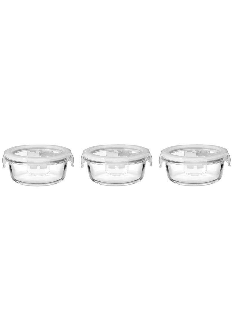 Solimo Amazon Brand Solimo Airtight Borosilicate Glass Container Set | 400 ml | 13.5 fl oz | 3-Piece Set - Indya