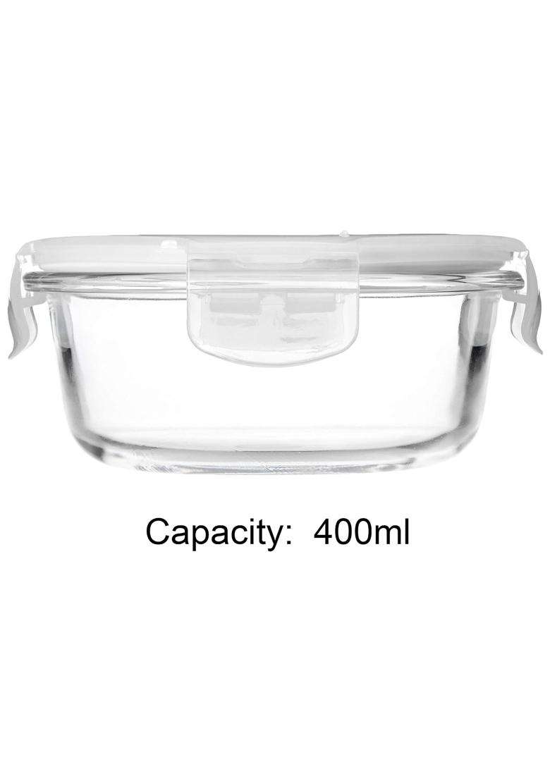 Solimo Amazon Brand Solimo Airtight Borosilicate Glass Container Set | 400 ml | 13.5 fl oz | 3-Piece Set - Indya