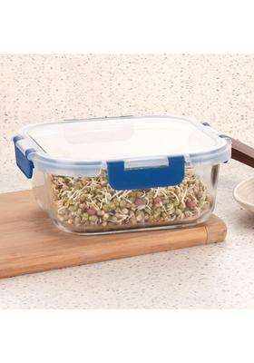 ATTRO Glassox Borosilicate Square Glass Lunch Box with PP Snap Lock Lid Food Storage | 1200 ml | 40.6 fl oz | Microwave Safe | Leak Proof | Food Safe