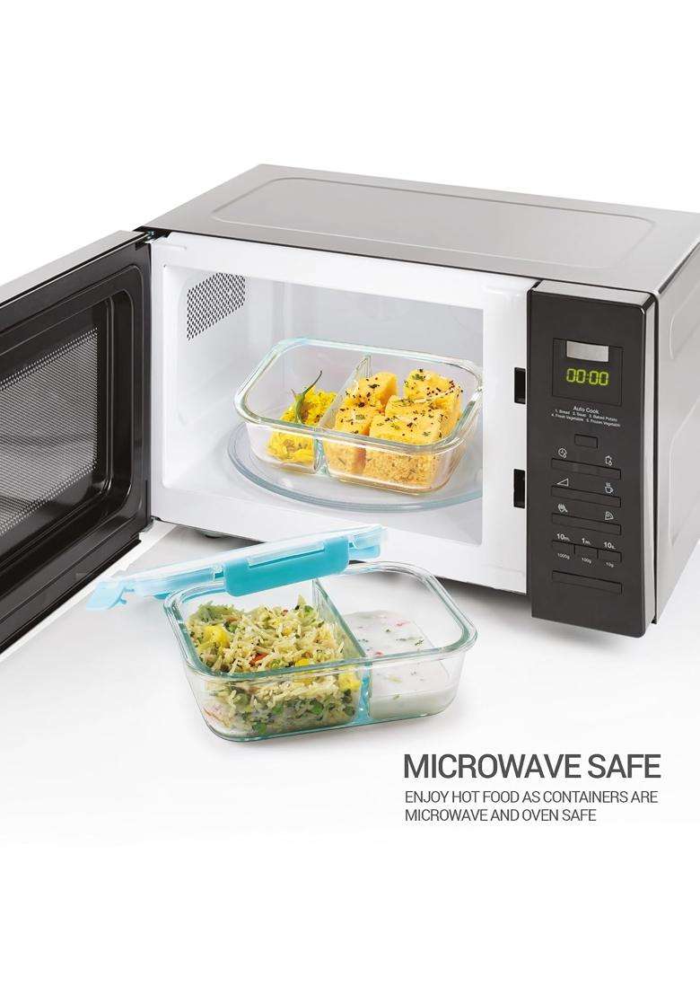Treo By Milton All Fresh Rectangular Divider Container with Bag | 1000 ml | 33.8 fl oz | Microwave Safe | Leak Proof - Indya