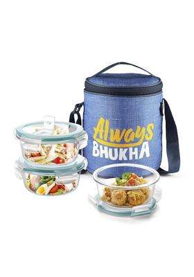 Treo By Milton All Fresh Glass Tiffin Lunch Box Containers with Insulated Bag | 400 ml | 13.5 fl oz | Microwave Safe | Leak Proof