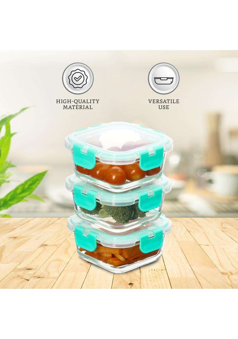 Solimo Amazon Brand Solimo Borosilicate Glass Container with Detachable Lid | 350 ml | 11.8 fl oz | Dishwasher Safe | Microwave Safe | Leak Proof - Indya
