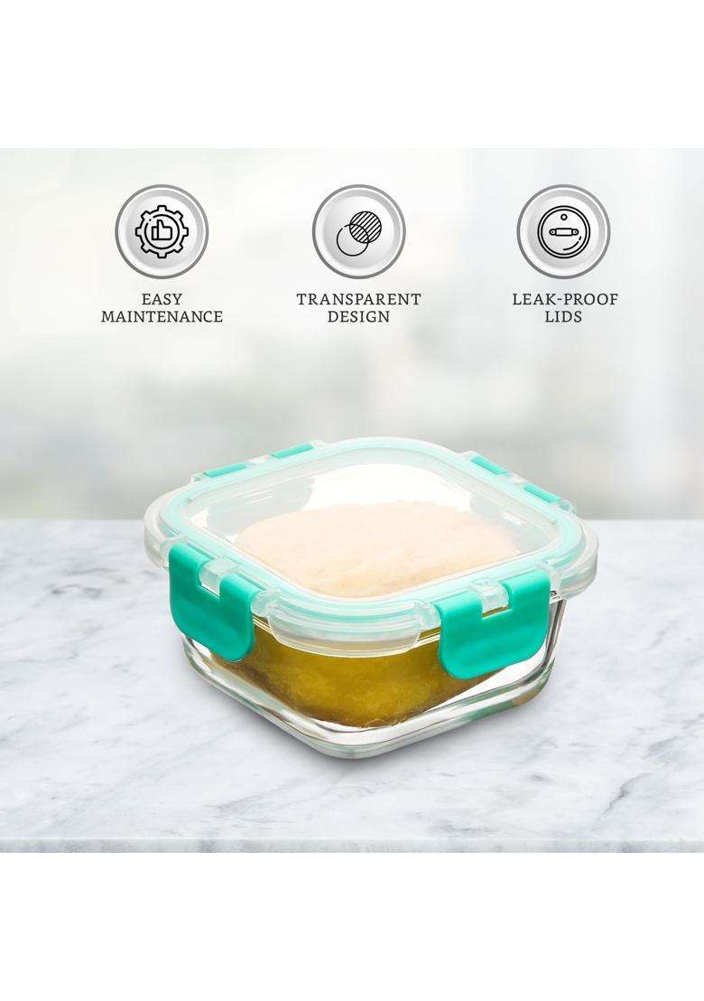 Solimo Amazon Brand Solimo Borosilicate Glass Container with Detachable Lid | 350 ml | 11.8 fl oz | Dishwasher Safe | Microwave Safe | Leak Proof - Indya