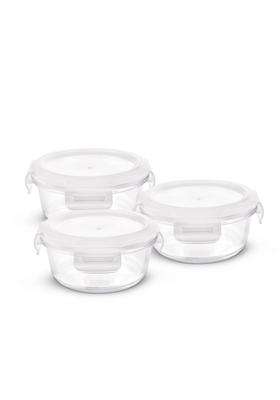 CLASSIC ESSENTIALS Borosilicate Glass Lunch Box | 400 ml | 13.5 fl oz | 3-Piece Set | Dishwasher Safe | Microwave Safe | Leak Proof