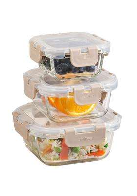 Nestasia Nestro Airtight Glass Containers with Lid | 160 ml | 5.4 fl oz | 3-Piece Set | Dishwasher Safe | Microwave Safe