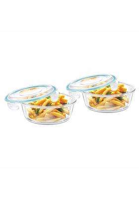 SIGNORA WARE SignoraWare Lock 'N' Store Round High Microwave Oven Borosilicate Safe Glass | 400 ml | 13.5 fl oz | 2-Piece Set | Food Safe
