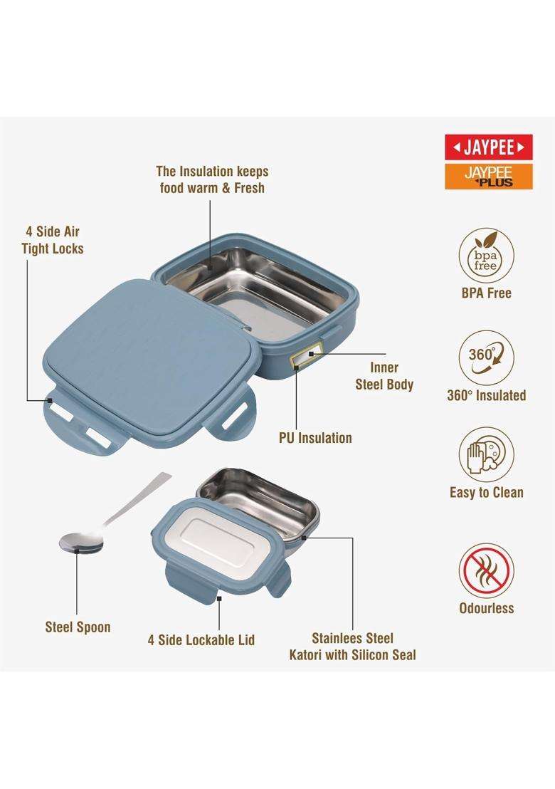 JAYPEE Inner Stainless Steel Insulated Lunch Box Wavesteel Jr. Peacock Plum | 500 ml | 16.9 fl oz | BPA Free | Food Safe - Indya
