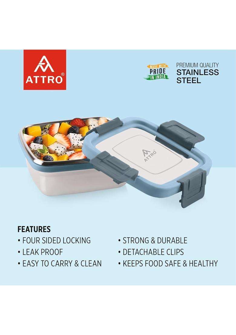 ATTRO Sparkle Stainless Steel Lunch Box | 400 ml | 13.5 fl oz | Leak Proof - Indya
