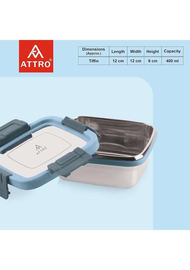 ATTRO Sparkle Stainless Steel Lunch Box | 400 ml | 13.5 fl oz | Leak Proof - Indya