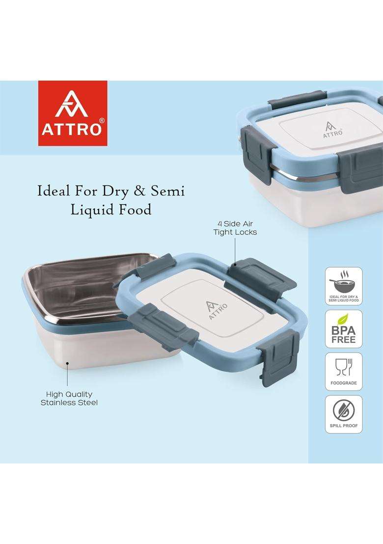 ATTRO Sparkle Stainless Steel Lunch Box | 400 ml | 13.5 fl oz | Leak Proof - Indya