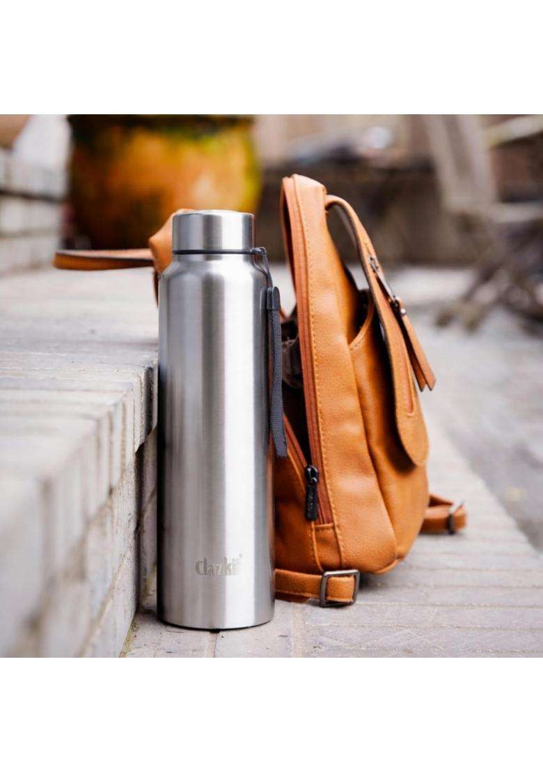 Clazkit Water Bottle Stainless Steel Sports Fridge Bottle with Leak Proof Lid | 1000 ml | 33.8 fl oz | BPA Free - Indya