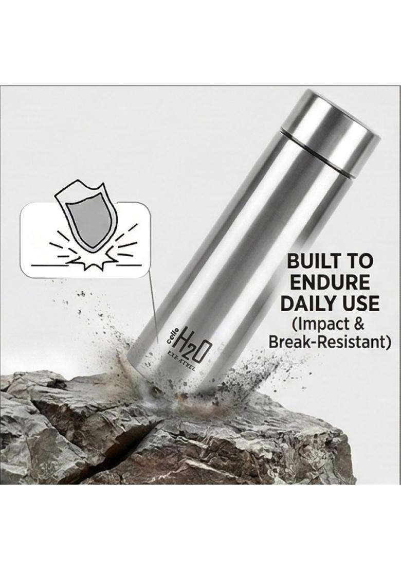 CELLO H2O Stainless Steel Water Bottle for Office and Daily Use | 1000 ml | 33.8 fl oz | Leak Proof | Rust Resistant - Indya