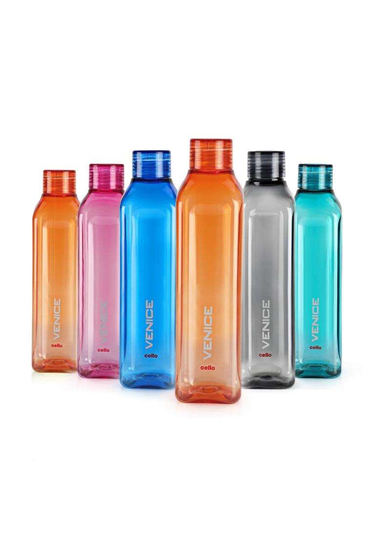 CELLO Venice Water Bottles Pcs for Daily Use | 1000 ml | 33.8 fl oz | 6-Piece Set | BPA Free | Leak Proof - Indya