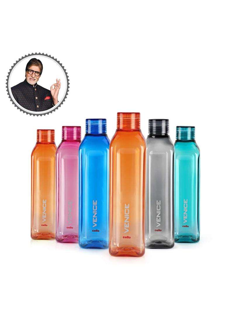 CELLO Venice Water Bottles Pcs for Daily Use | 1000 ml | 33.8 fl oz | 6-Piece Set | BPA Free | Leak Proof - Indya