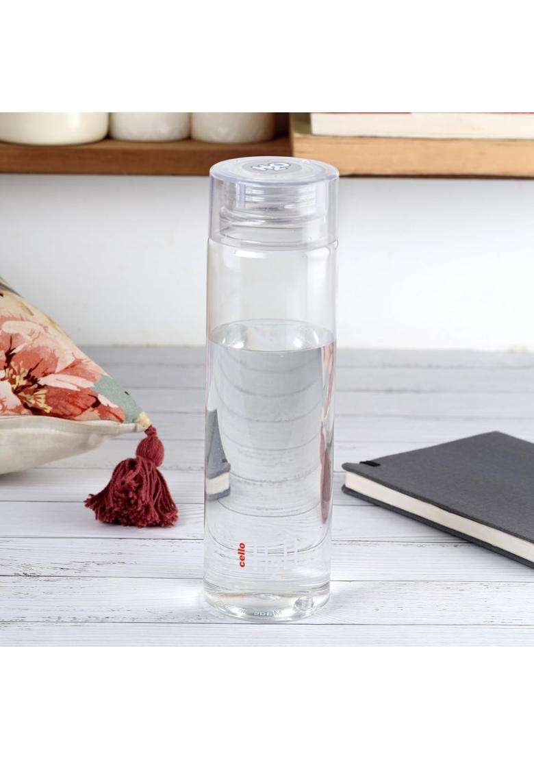 CELLO H2O Round Unbreakable Plastic Water Bottle Premium Edition | 1 L | 1.1 Qt | Leak Proof - Indya