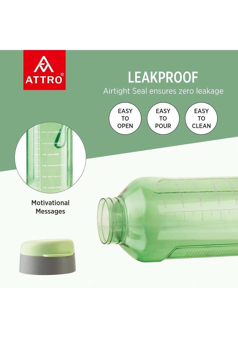 ATTRO Ultra Pro 2 Motivational BPA-Free Water Bottle with Leak-Proof Flip-Top Cap | 2 L | 2.1 Qt - Indya