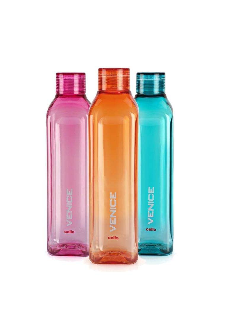 CELLO Venice Water Bottles Pcs for Daily Use | 1000 ml | 33.8 fl oz | 3-Piece Set | BPA Free | Leak Proof - Indya