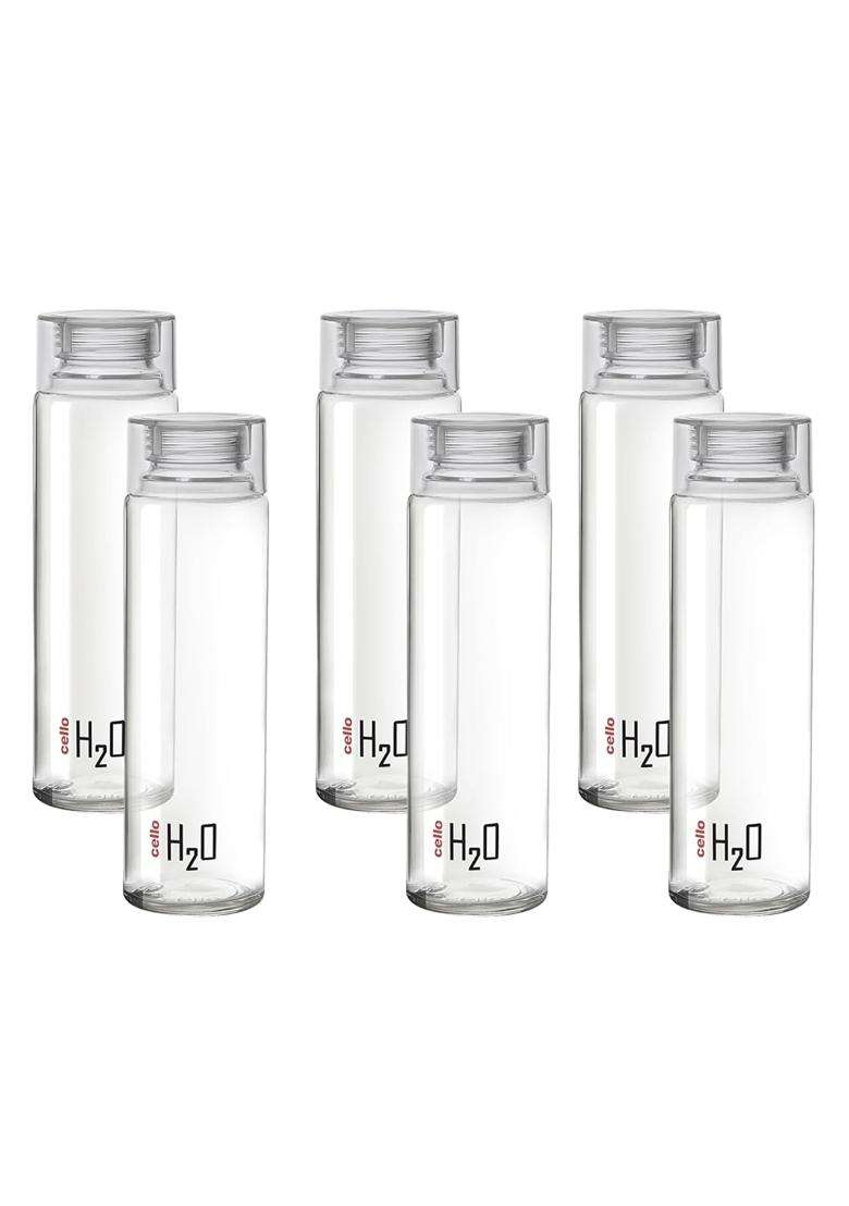 CELLO H2O Premium Edition Water Bottles Pcs for Daily Use Each | 1000 ml | 33.8 fl oz | 6-Piece Set | BPA Free | Leak Proof - Indya