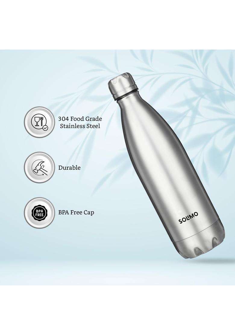 Solimo Amazon Brand Solimo Stainless Steel Insulated Cola Bottle | 1000 ml | 33.8 fl oz | BPA Free | Leak Proof | Food Safe - Indya