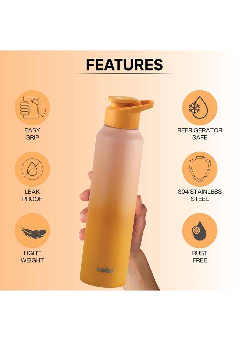 CELLO Aqua Pro Max Stainless Steel Water Bottle Pink and Yellow | 1000 ml | 33.8 fl oz | Leak Proof - Indya