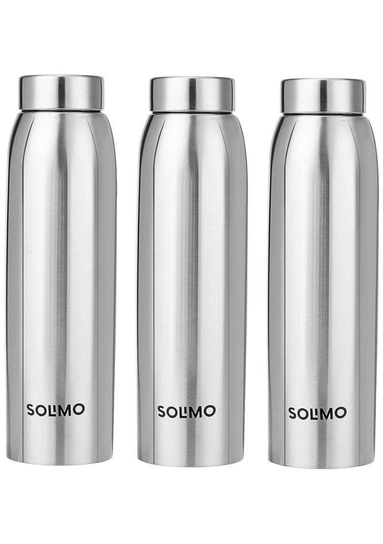 Solimo Amazon Brand Solimo Stainless Steel Water Bottle | 1 L | 1.1 Qt | 3-Piece Set - Indya