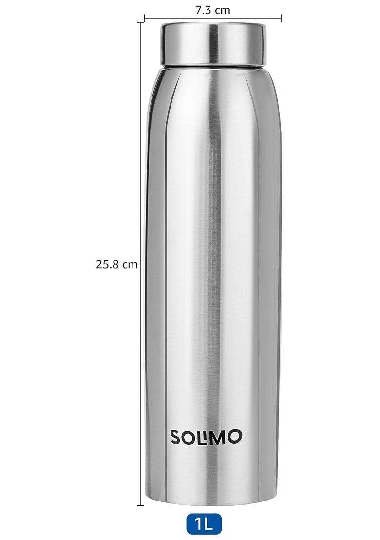 Solimo Amazon Brand Solimo Stainless Steel Water Bottle | 1 L | 1.1 Qt | 3-Piece Set - Indya