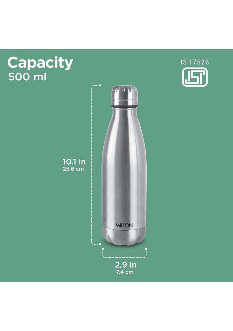 MILTON Duo DLX 500 Thermosteel Water Bottle | 500 ml | 16.9 fl oz | Leak Proof | Insulated - Indya