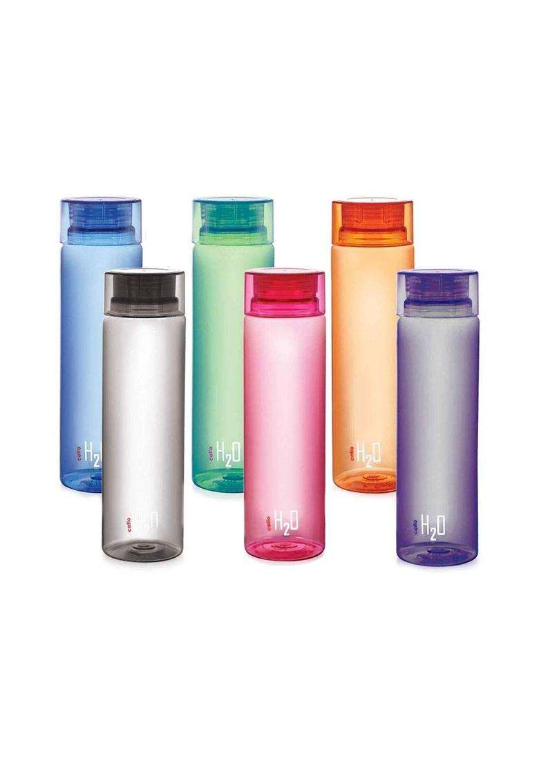 CELLO H2O Water Bottles | 1000 ml | 33.8 fl oz | 6-Piece Set | Leak Proof | Food Safe - Indya