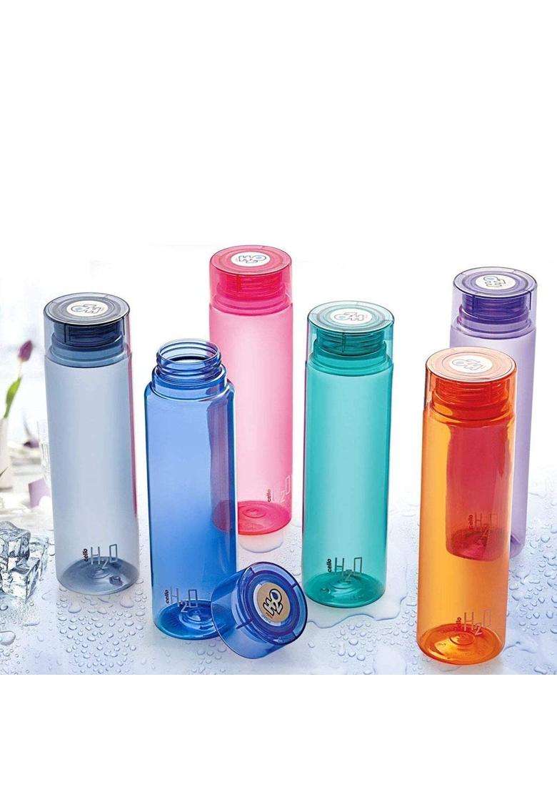 CELLO H2O Water Bottles | 1000 ml | 33.8 fl oz | 6-Piece Set | Leak Proof | Food Safe - Indya