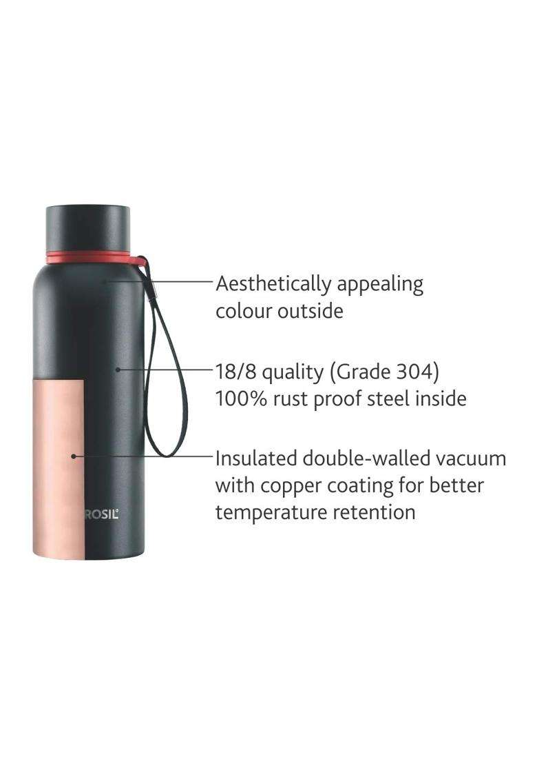 Borosil Hydra Trek Stainless Steel Water Bottle | 500 ml | 16.9 fl oz | Insulated - Indya