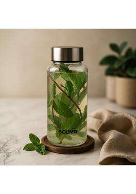 Solimo Amazon Brand Solimo Borosilicate Glass Fridge Water Bottle | 500 ml | 16.9 fl oz | Non-Toxic | Leak Proof