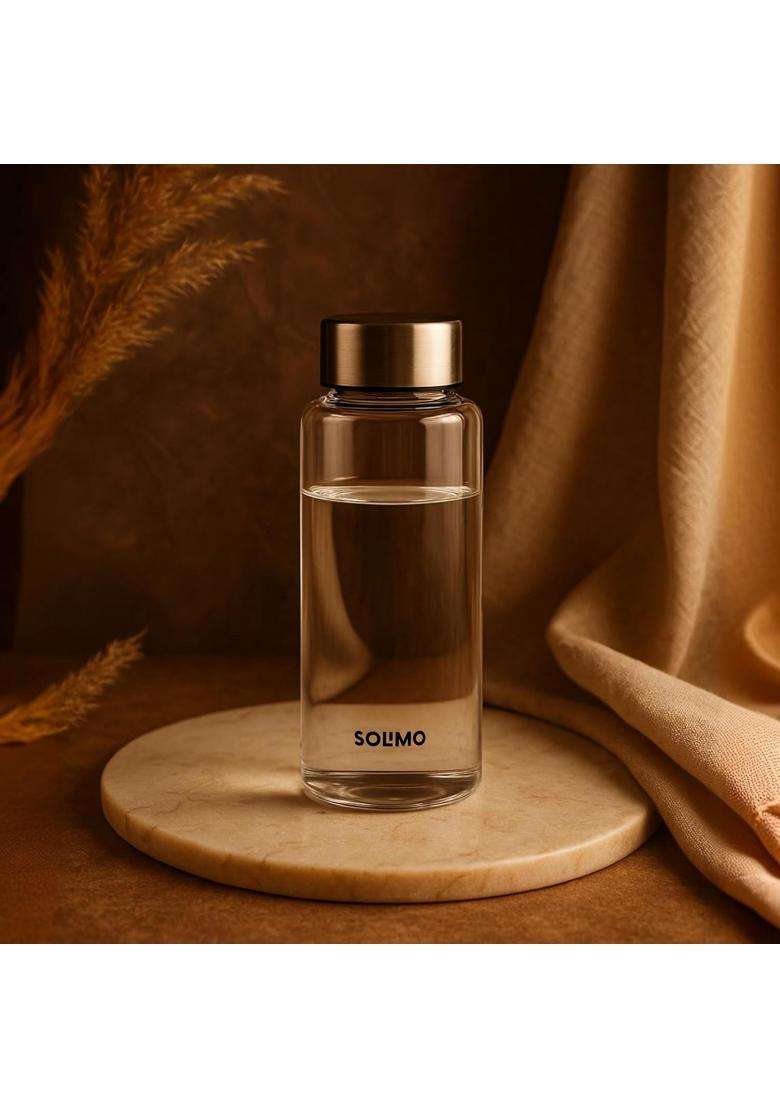 Solimo Amazon Brand Solimo Borosilicate Glass Fridge Water Bottle | 500 ml | 16.9 fl oz | Non-Toxic | Leak Proof - Indya