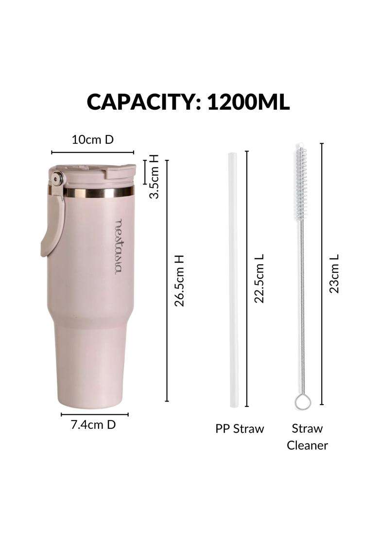 Nestasia PickSip40 Tumbler with Straw and Top Handle | 1.2 L | 1.3 Qt | Leak Proof | Insulated - Indya