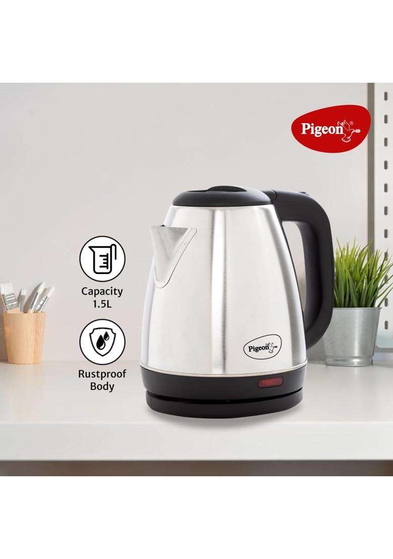 Pigeon Hot Kettle and Stainless Steel Water Bottle Combo Used for Boiling Water | 1.5 L | 1.6 Qt - Indya