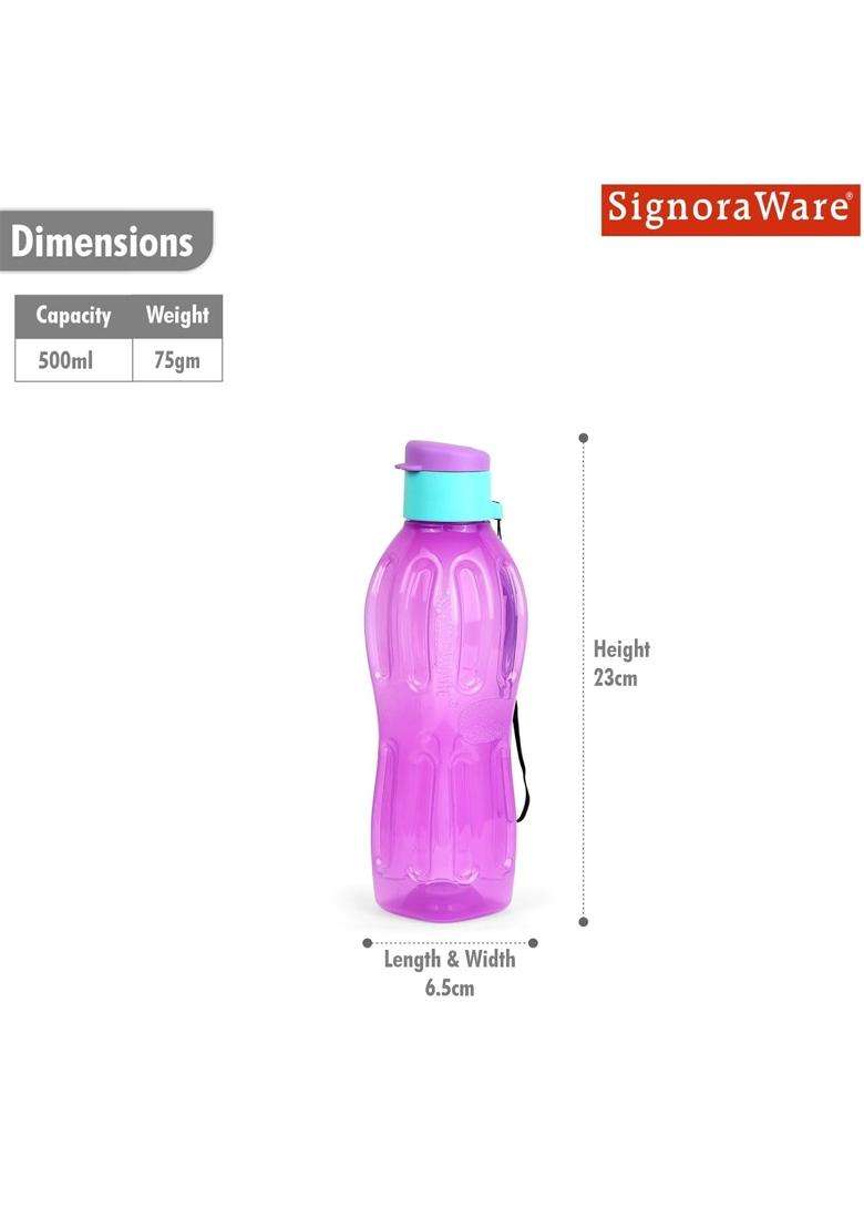 SIGNORA WARE Signoraware Fliptop BPA Free Plastic Water Bottle | 500 ml | 16.9 fl oz | 3-Piece Set | Leak Proof - Indya