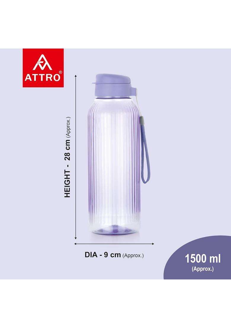 ATTRO Linear BPA-Free Plastic Water Bottle with Leak-Proof Flip-Top Cap | 1.5 L | 1.6 Qt - Indya