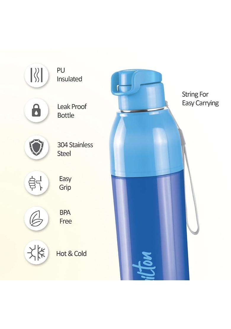 MILTON Water Bottle Steel Convey 600 PU Insulated | 500 ml | 16.9 fl oz | BPA Free | Leak Proof - Indya