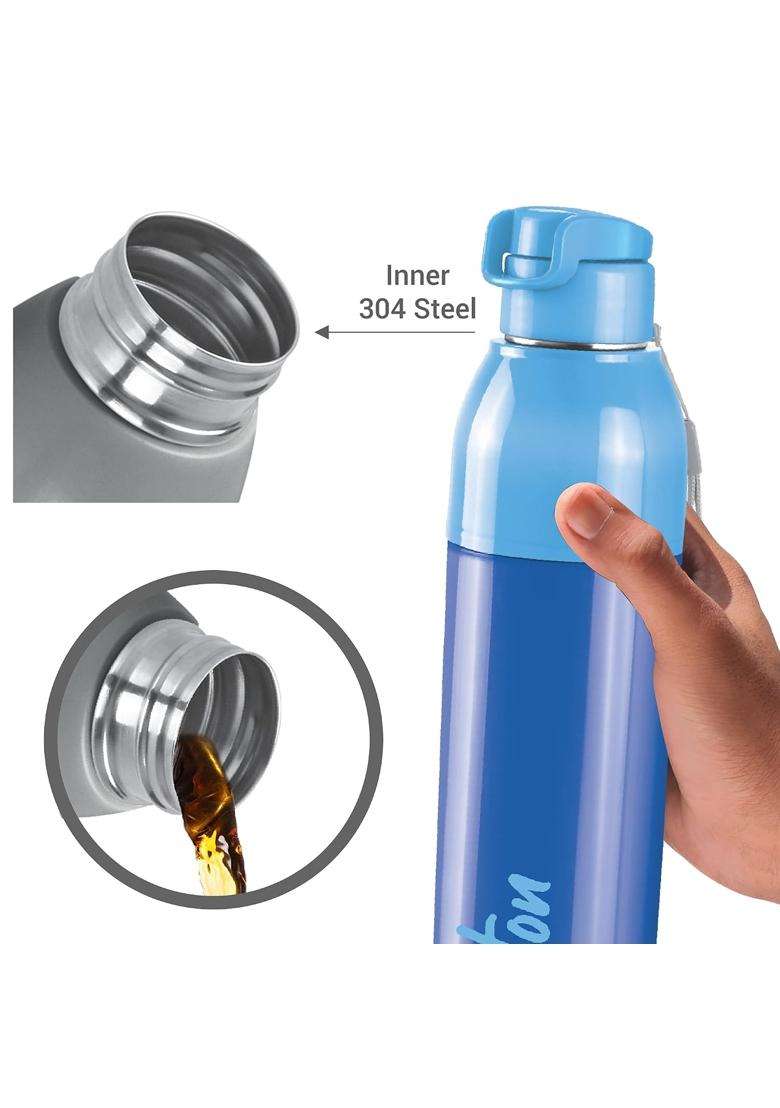 MILTON Water Bottle Steel Convey 600 PU Insulated | 500 ml | 16.9 fl oz | BPA Free | Leak Proof - Indya