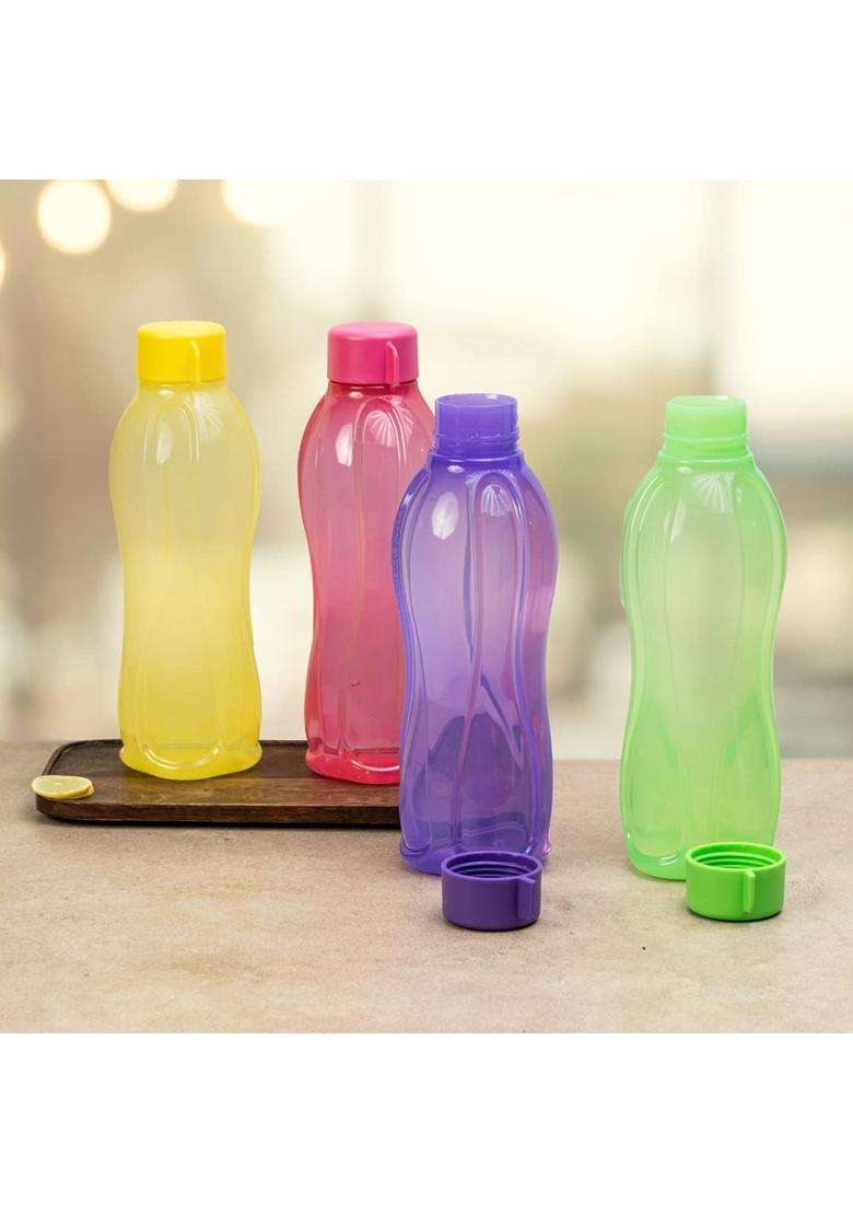 Tupperware Aquasafe Plastic Bottle | 1000 ml | 33.8 fl oz | 4-Piece Set - Indya