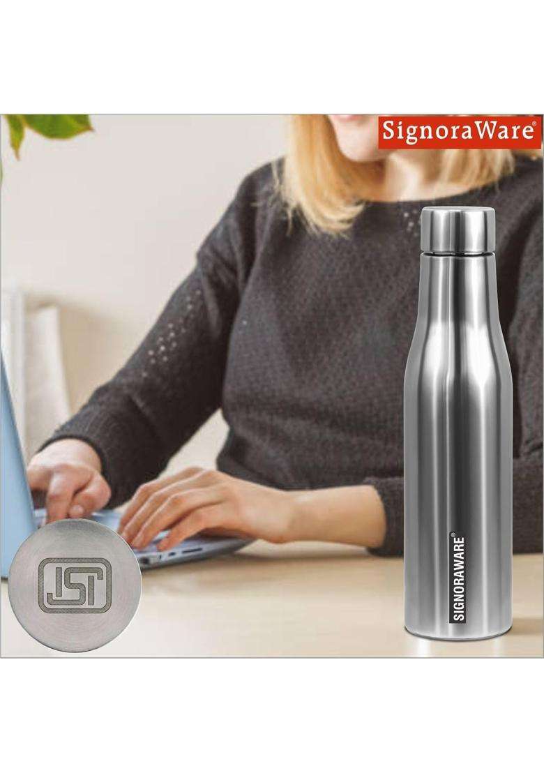 SIGNORA WARE SignoraWare Blaze Single Walled ISI Certified Stainless Steel Bottle | 500 ml | 16.9 fl oz | Leak Proof - Indya