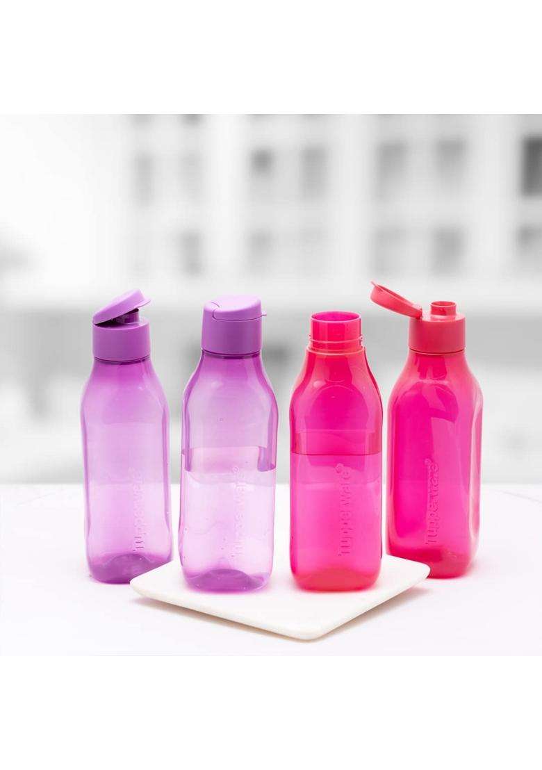 Tupperware Aquasafe Plastic Water Bottle Set | 1 L | 1.1 Qt | 4-Piece Set - Indya