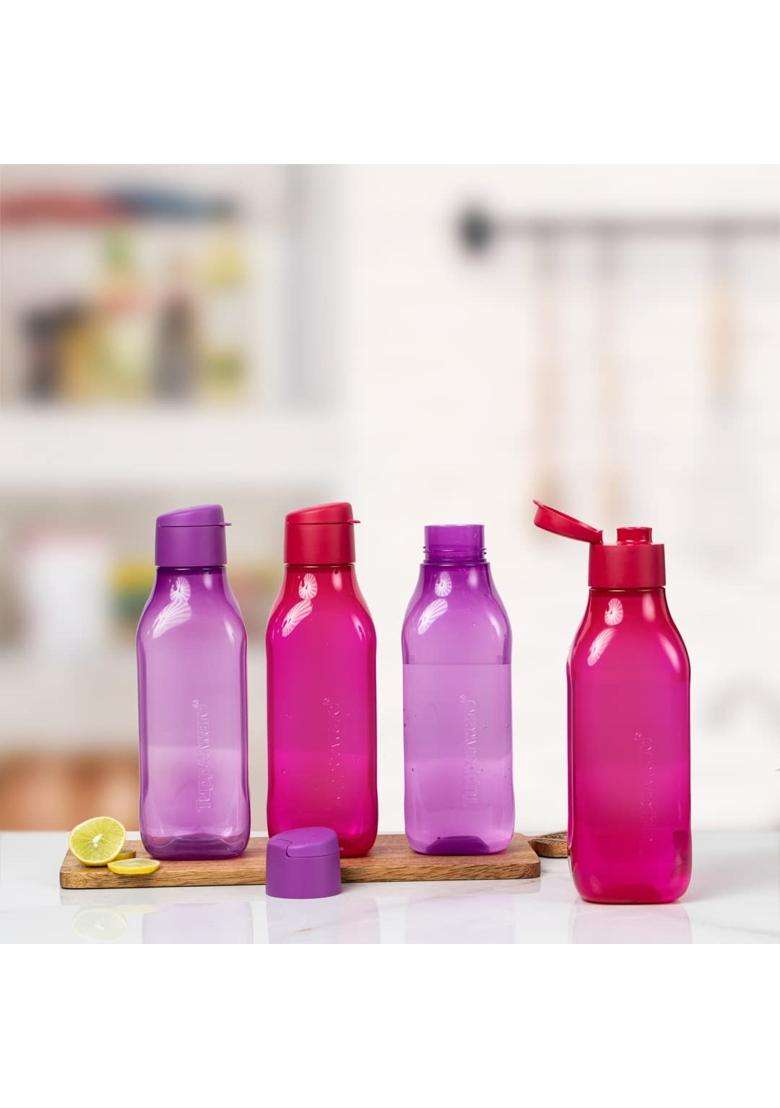 Tupperware Aquasafe Plastic Water Bottle Set | 1 L | 1.1 Qt | 4-Piece Set - Indya