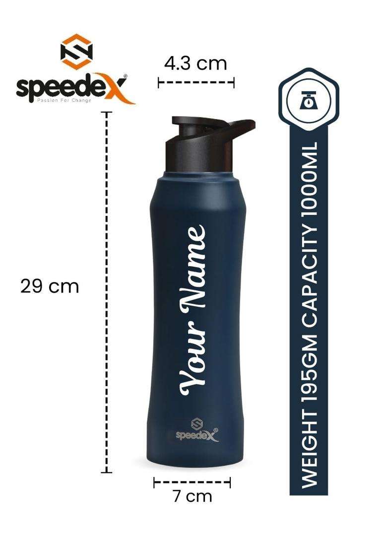 Speedex Stainless Steel Glacia Customised Darkblue Water Bottle with Sipper Cap | 1 L | 1.1 Qt | Leak Proof - Indya