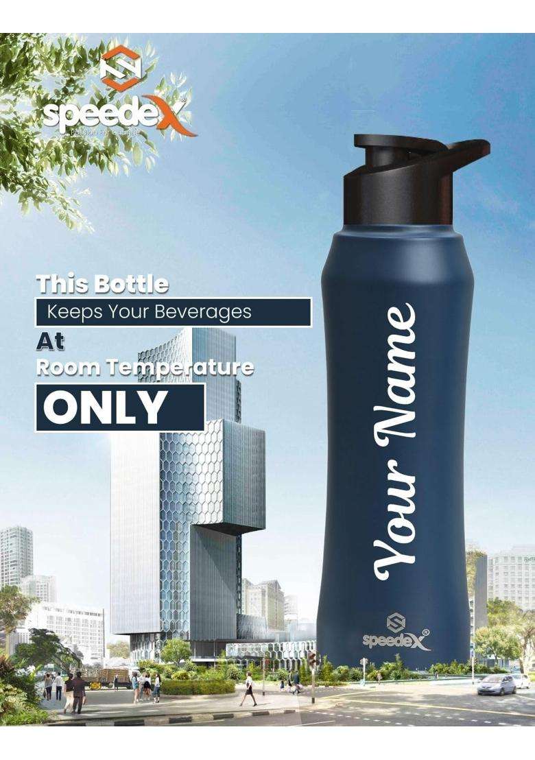 Speedex Stainless Steel Glacia Customised Darkblue Water Bottle with Sipper Cap | 1 L | 1.1 Qt | Leak Proof - Indya