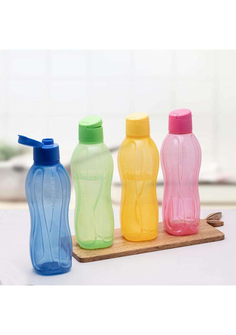 Tupperware Aquasafe Plastic Fliptop Bottle Set | 1 L | 1.1 Qt | 4-Piece Set - Indya