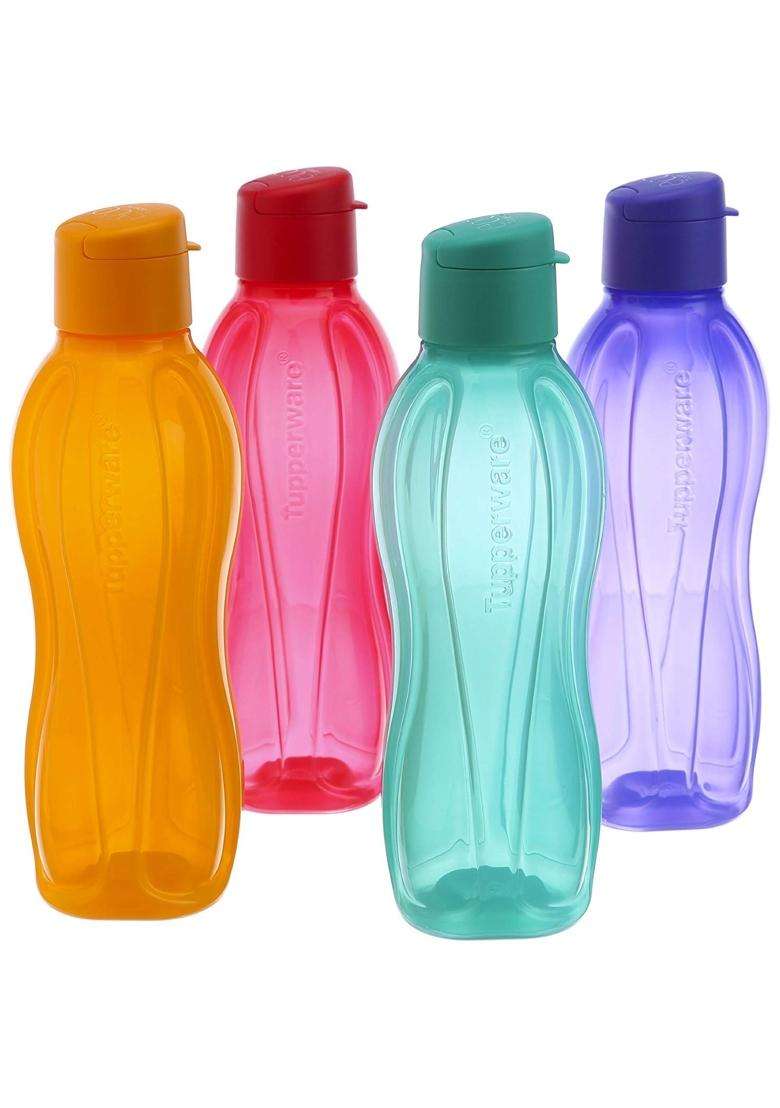 Tupperware Aquasafe Plastic Bottle | 1 L | 1.1 Qt | 4-Piece Set - Indya