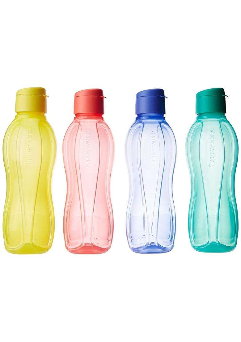 Tupperware Aquasafe Plastic Bottle | 1 L | 1.1 Qt | 4-Piece Set - Indya