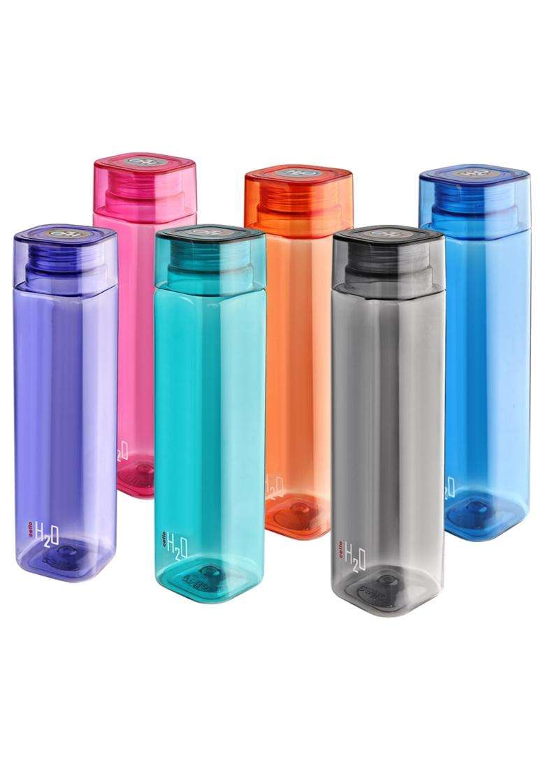 CELLO H2O Squaremate Water Bottle | 1000 ml | 33.8 fl oz | 6-Piece Set | Leak Proof | Food Safe - Indya